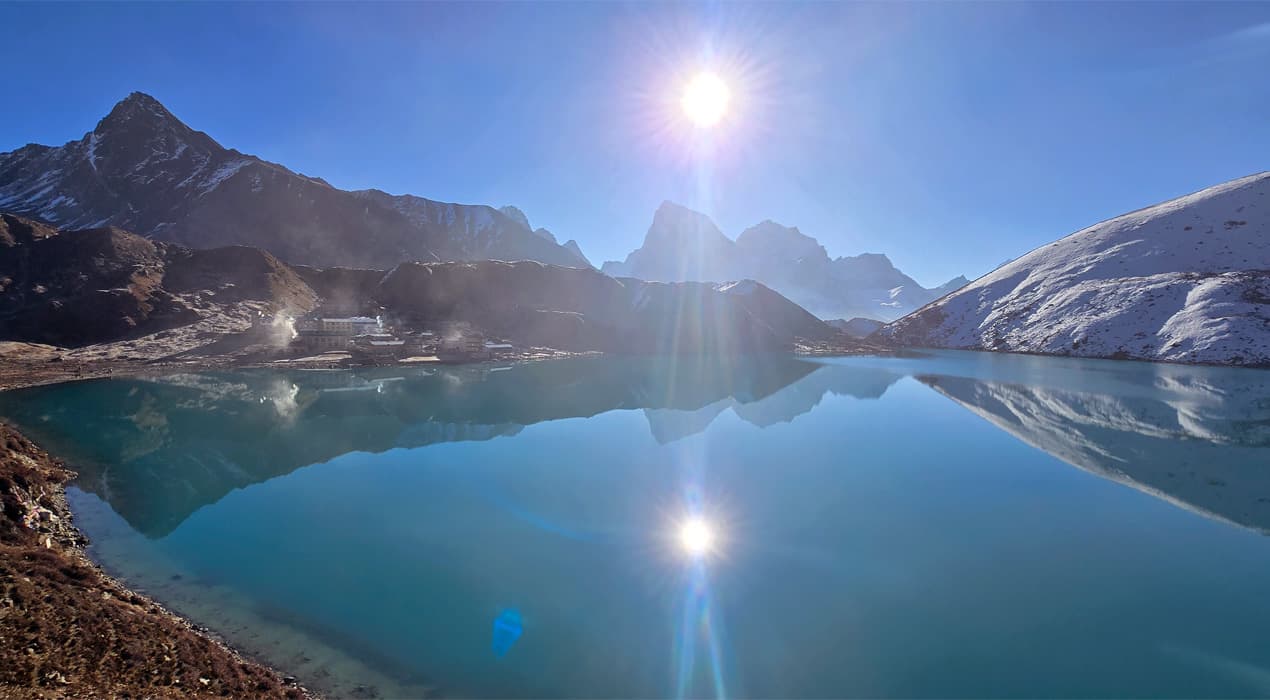 Sun reflection on lake